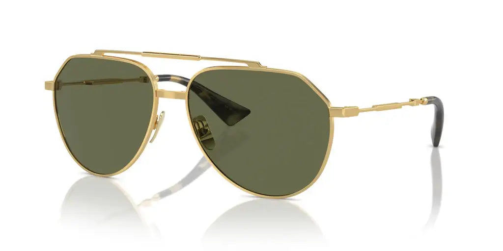 Stylish Dolce & Gabbana 0DG2302 sunglasses with gold frame and green lenses, perfect for fashion-forward summer looks.