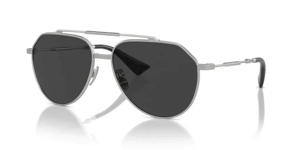 Dolce & Gabbana 0DG2302 stylish black sunglasses with sleek silver frame and modern design, perfect for fashion enthusiasts.