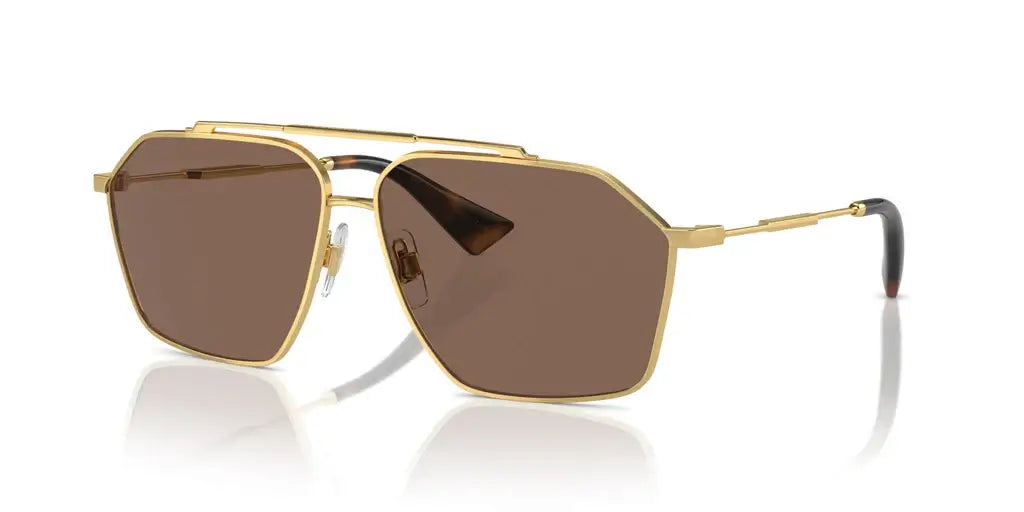 Dolce & Gabbana 0DG2303 sunglasses in gold frame with brown lenses, stylish and iconic eyewear for a chic look.