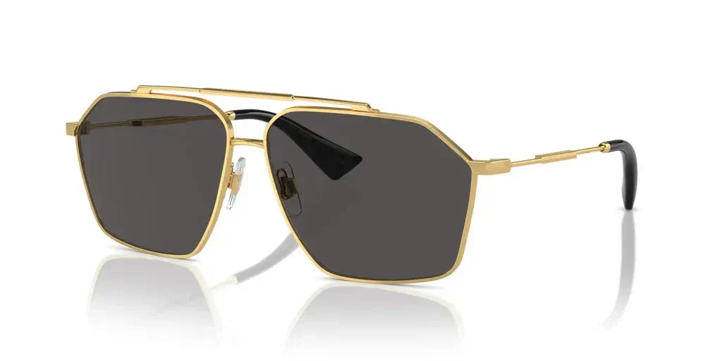 Stylish Dolce & Gabbana 0DG2303 sunglasses featuring a sleek gold frame and dark lenses for a modern look.