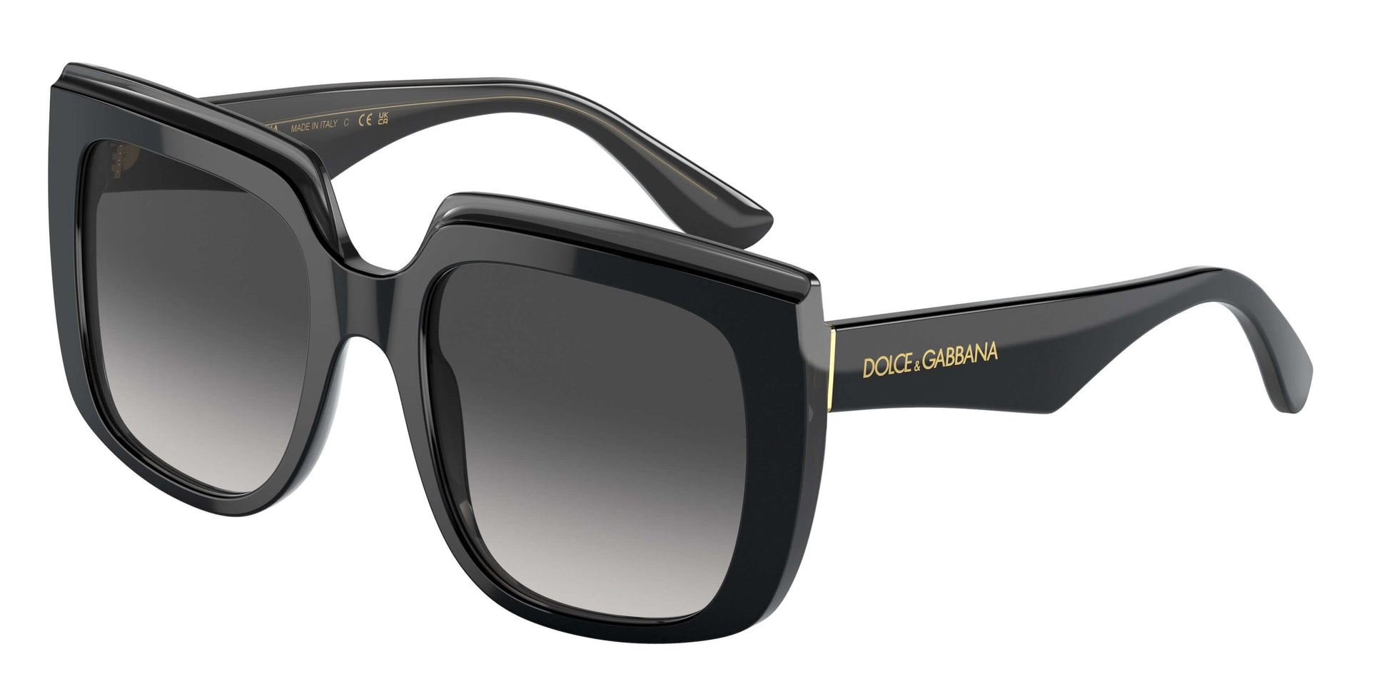 Dolce & Gabbana 0DG4414 sunglasses featuring a bold black frame with gradient lenses, perfect for stylish sun protection.