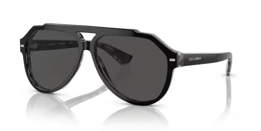 Dolce & Gabbana 0DG4452 stylish black sunglasses with octagonal frame and dark lenses, perfect for a chic look.