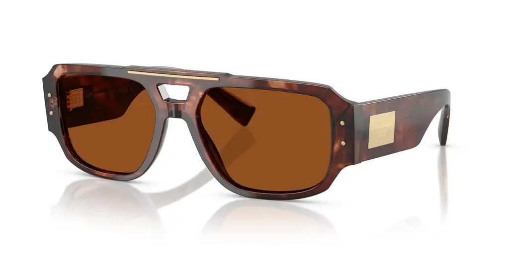 Stylish Dolce & Gabbana 0DG4482 sunglasses in brown tortoise frame with brown lenses, perfect for a bold fashion statement.