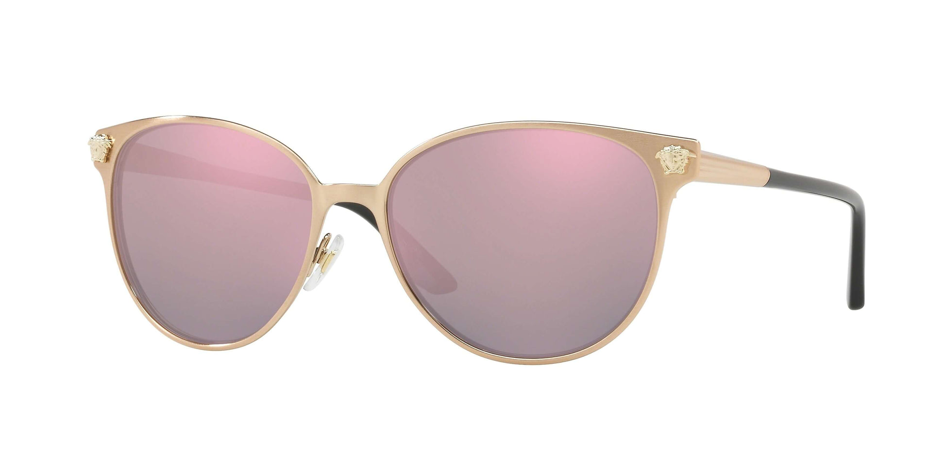 Versace 0VE2168 stylish cat-eye sunglasses with gold frame and pink lenses for a luxurious summer look.