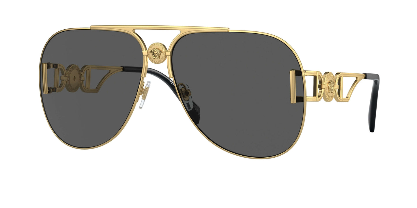 Versace 0VE2255 sunglasses featuring a gold frame and dark lenses, stylish and high-fashion eyewear for luxury lovers.