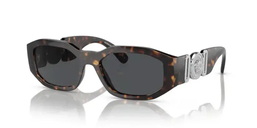 Versace 0VE4361 oversized sunglasses in tortoiseshell with distinctive logo, stylish eyewear for luxury fashion enthusiasts.