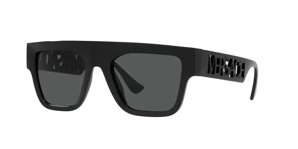 Versace 0VE4430U black sunglasses with stylish logo and dark lenses, perfect for a chic look.