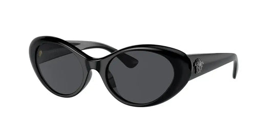 Versace 0VE4455U black cat-eye sunglasses featuring dark lenses and stylish design for a chic look.