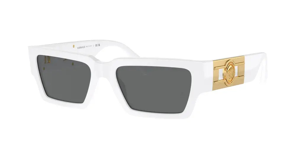 Versace 0VE4459 stylish white sunglasses with gold accent, perfect for adding luxury to any outfit.