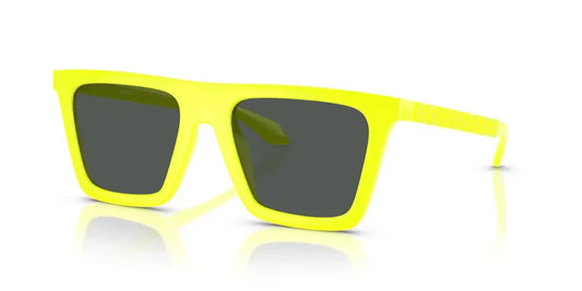 Versace 0VE4468U yellow sunglasses with gray lenses, stylish design perfect for summer fashion and outdoor activities.