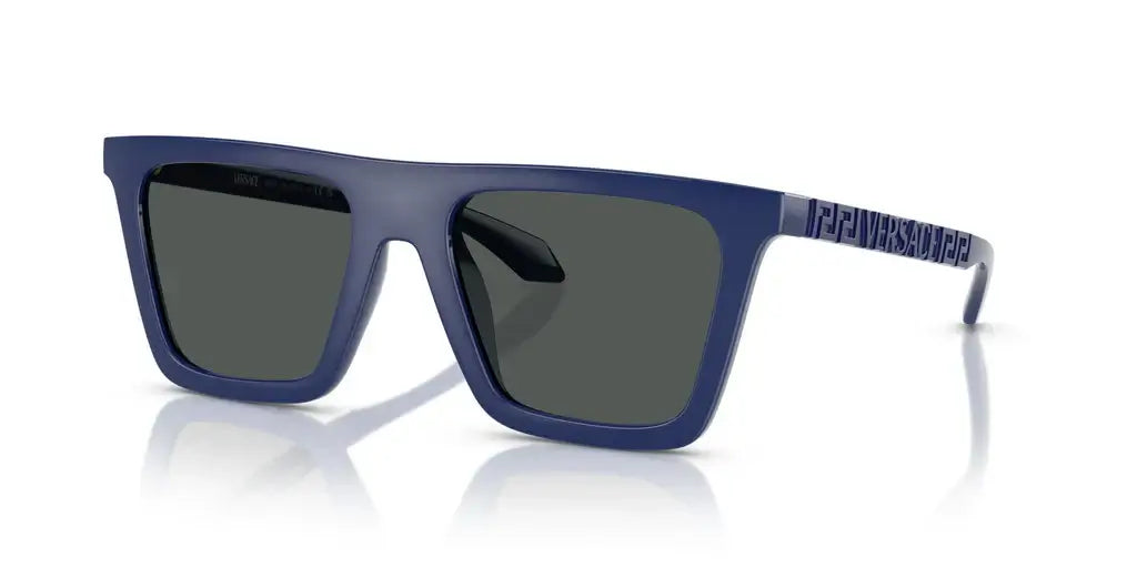 Versace 0VE4468U sunglasses in navy blue with classic square frame and dark lenses. Stylish eyewear for fashion lovers.