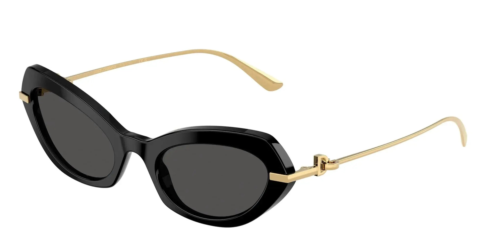 Dolce & Gabbana 0DG4473 sunglasses featuring a sleek black frame and elegant gold accents. Perfect for stylish sun protection.