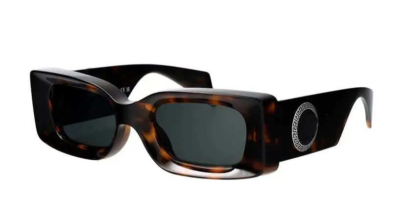 Stylish Versace 0VE4473U sunglasses in tortoiseshell with dark lenses and iconic logo detail for fashionable sun protection.