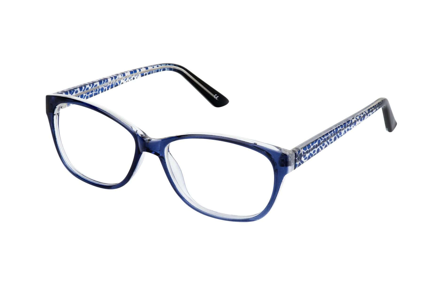 Stylish Matrix 838 glasses featuring a blue frame and patterned temples for a modern look. Ideal for everyday wear.