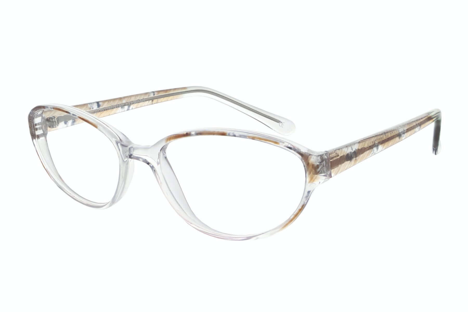 Stylish Matrix 476 prescription glasses with clear frame and patterned temples for a chic look.