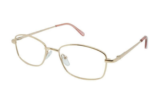 Elegant OL13 prescription glasses in gold and pink design, perfect for stylish vision correction.