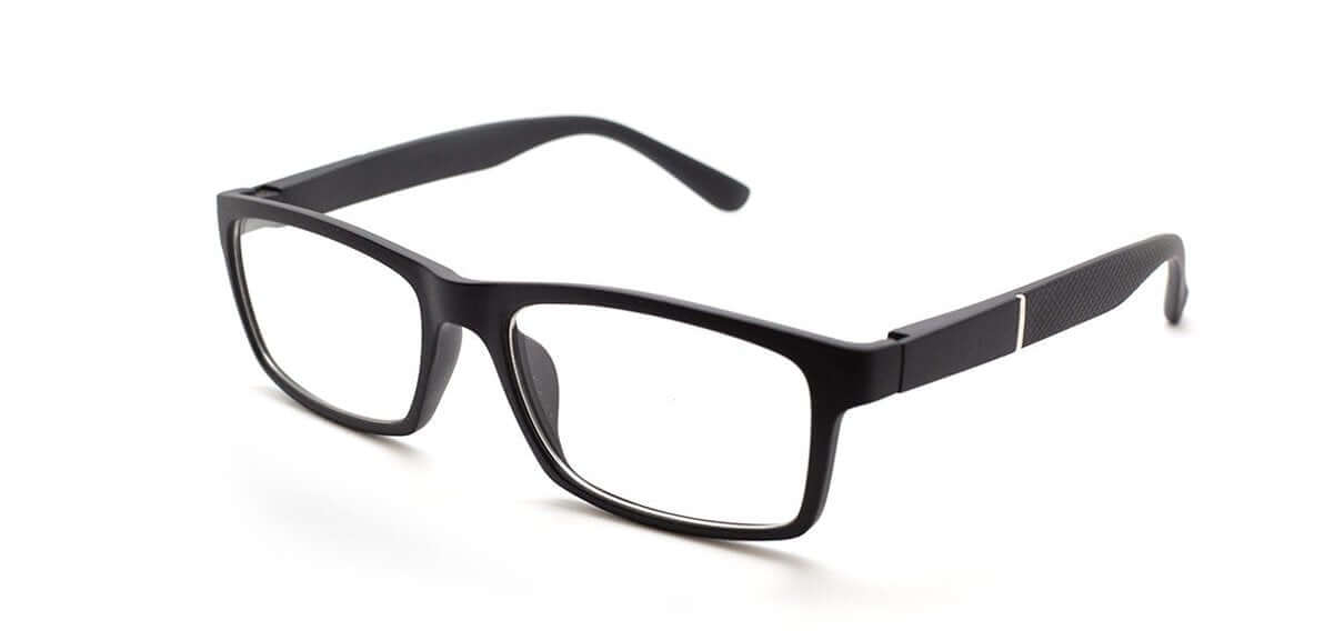 Black rectangular eyeglasses with a matte finish, stylish and modern design for everyday use.