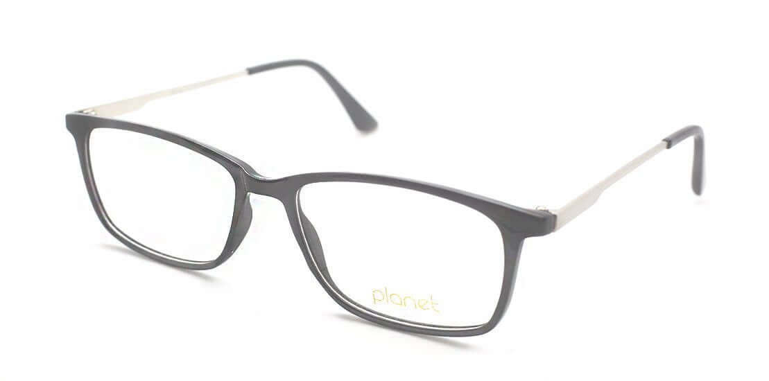 Stylish Planet 59 eyeglasses with a sleek black frame and silver accents, perfect for modern fashion.