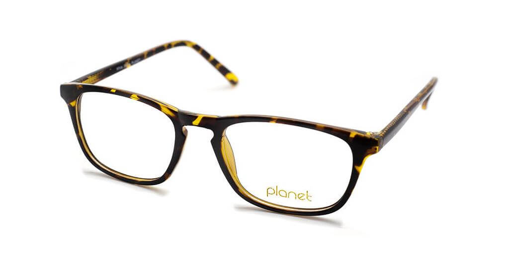 Stylish tortoiseshell Planet 61 eyeglasses with gold detailing, perfect for modern eyewear fashion.