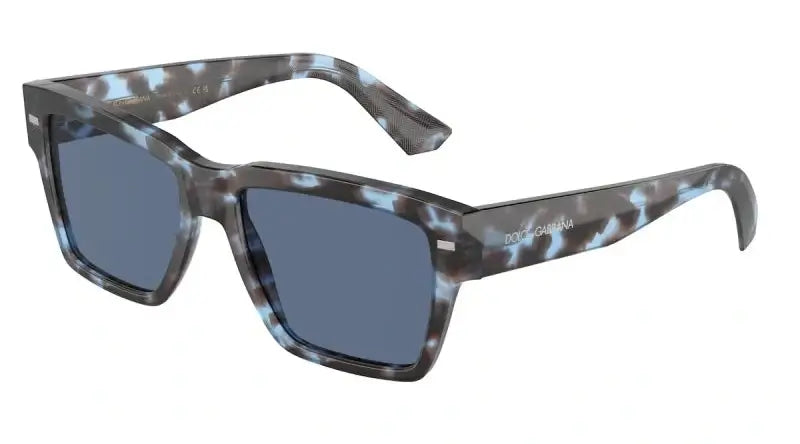 Dolce & Gabbana 0DG4431 sunglasses in stylish gray and blue tortoiseshell design with dark lenses.