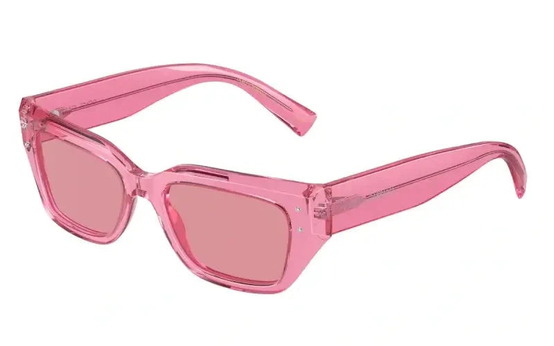 Dolce & Gabbana 0DG4462 pink oversized sunglasses with square frames, offering stylish UV protection.