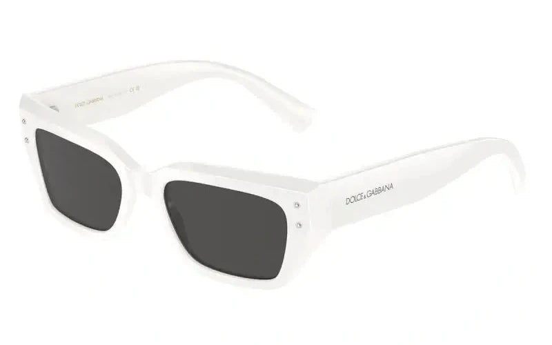 Dolce & Gabbana 0DG4462 white oversized sunglasses with black lenses, stylish and chic eyewear for a fashionable look.