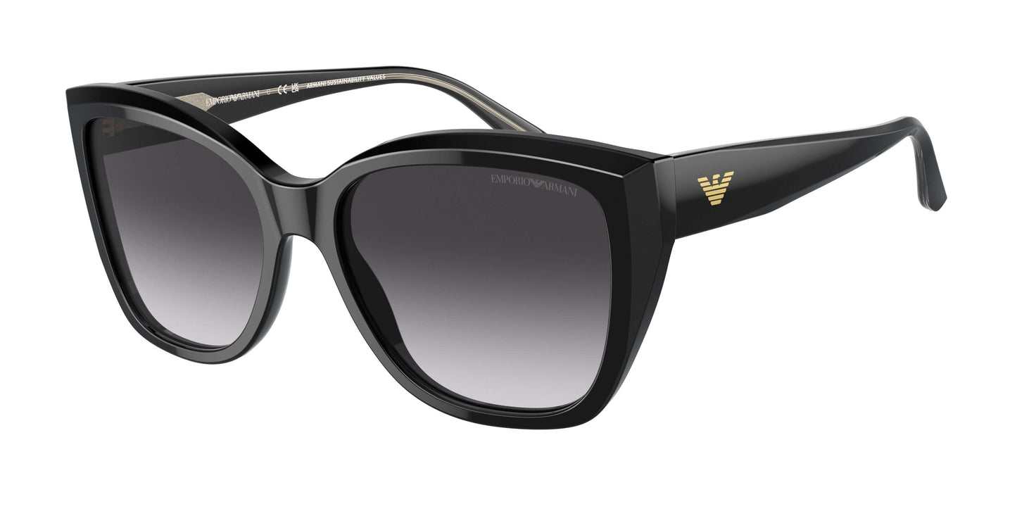 Emporio Armani EA4198 black sunglasses for women, stylish prescription sunglasses with gradient lenses.