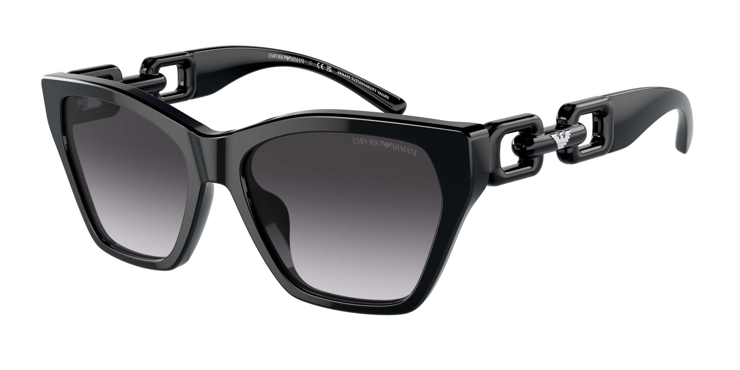 Stylish Emporio Armani EA4203U black sunglasses with a chic chunky design and gradient lenses. Perfect for trendy outfits.