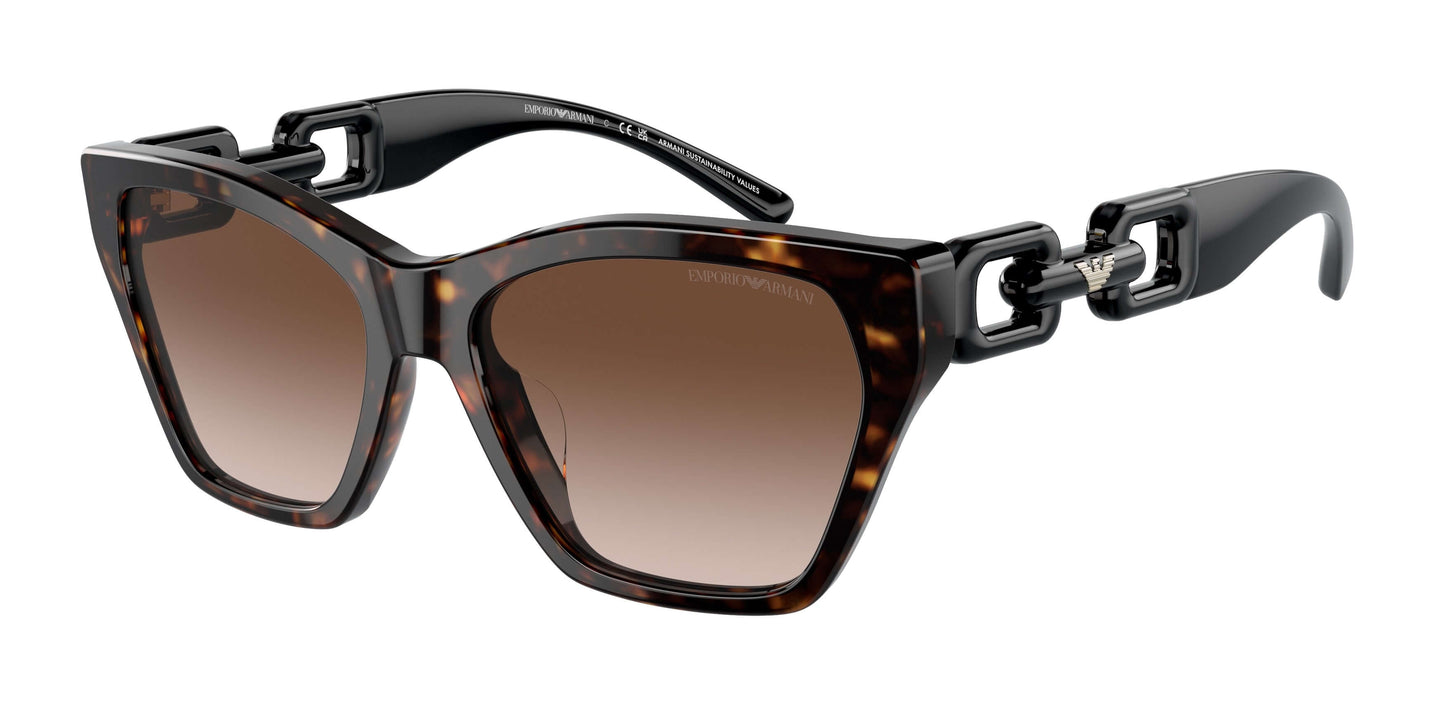 Emporio Armani EA4203U sunglasses featuring a stylish brown tortoiseshell frame and chic gradient lenses.