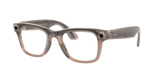 Rayban Meta Wayfarer sunglasses in a stylish transparent frame, perfect for a modern and trendy look.