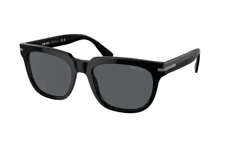 Prada 0PR 04YS black sunglasses with square frames and dark lenses, perfect for stylish sun protection.