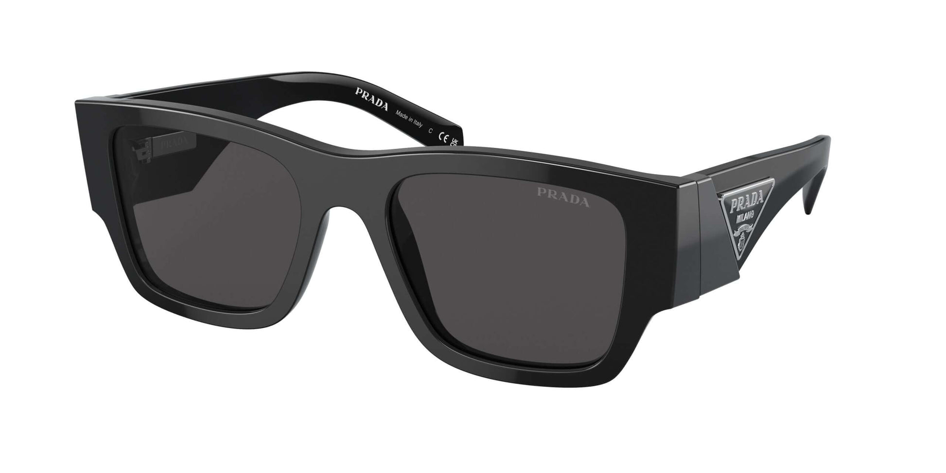 PRADA 0PR 10ZS sunglasses in stylish black frame with dark lenses for a chic look.