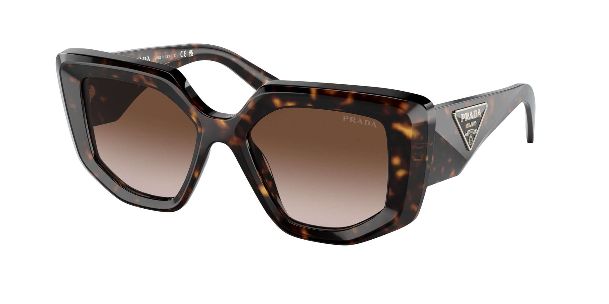 PRADA 0PR 14ZS oversized tortoiseshell sunglasses with gradient lenses for a chic summer look.