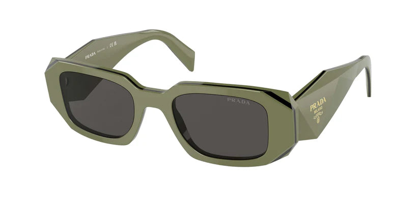 PRADA 0PR 17WS sunglasses in olive green with stylish oversized design and dark lenses for trendy summer looks.