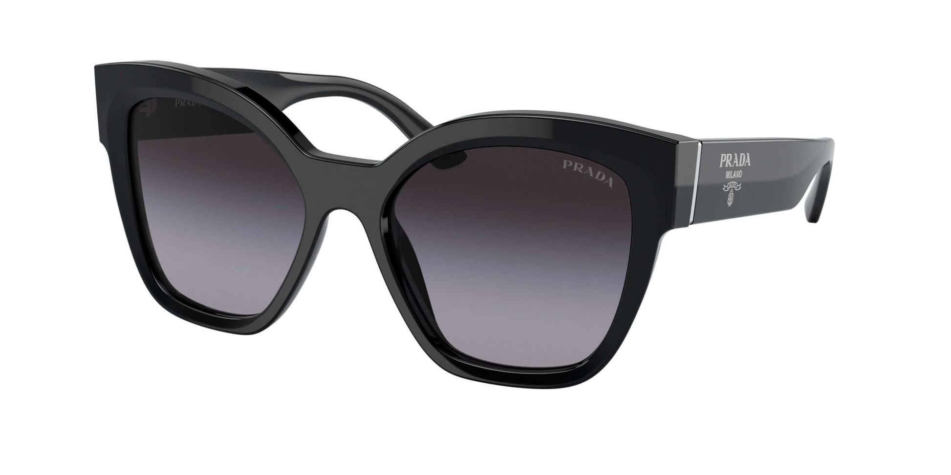 PRADA 0PR 17ZS black oversized sunglasses with gradient lenses and stylish frame design.