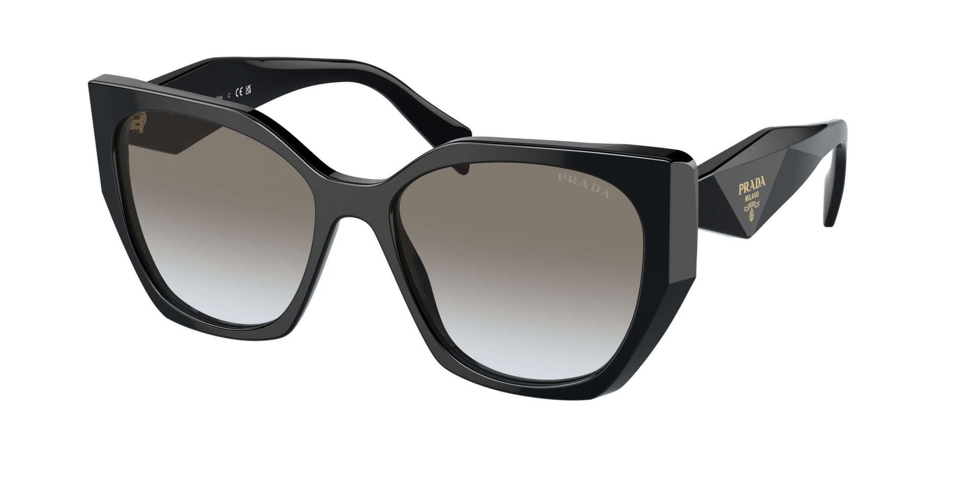 PRADA 0PR 19ZS black oversized sunglasses with gradient lenses, stylish and modern design for fashion enthusiasts.