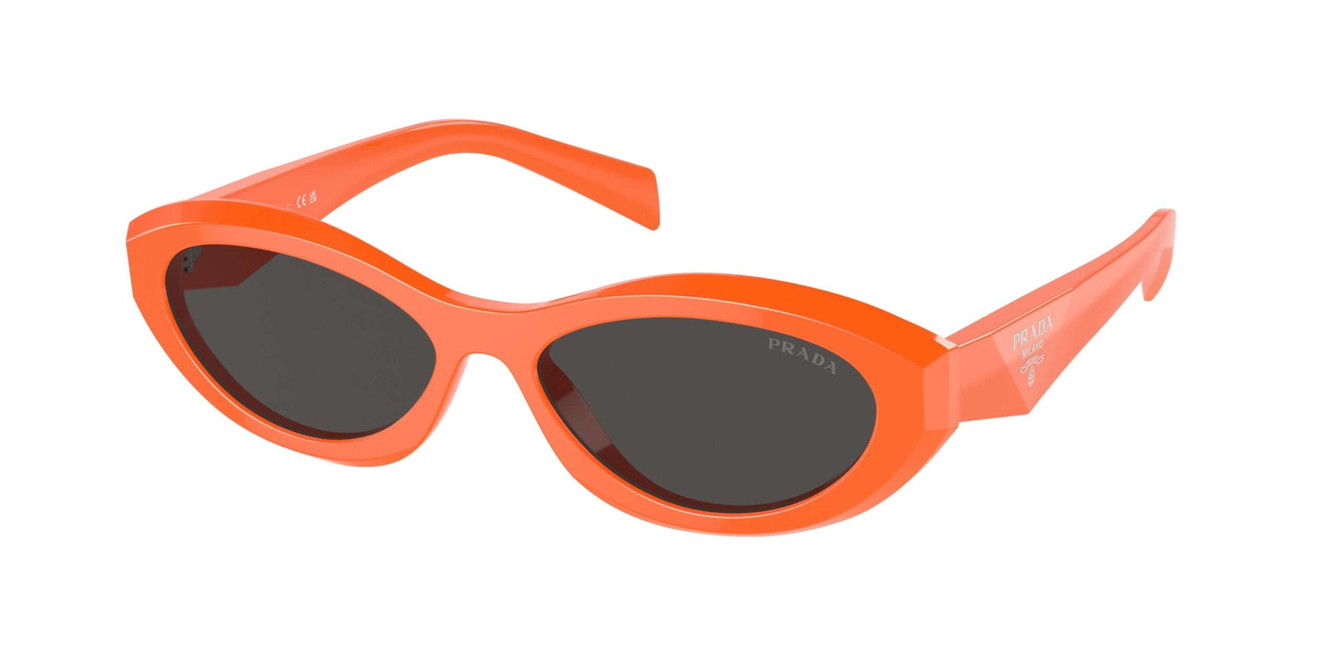 PRADA 0PR 26ZS stylish orange sunglasses with black lenses for a trendy summer look.