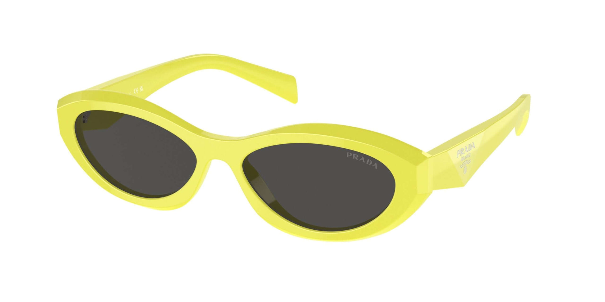 PRADA 0PR 26ZS stylish yellow sunglasses with sleek design and dark lenses, perfect for a trendy summer look.