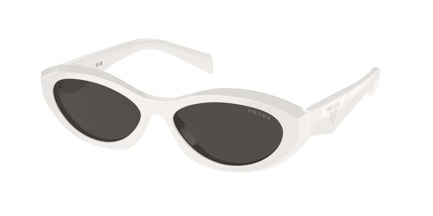 PRADA 0PR 26ZS sunglasses in white with dark lenses, showcasing a stylish and modern cat-eye design.