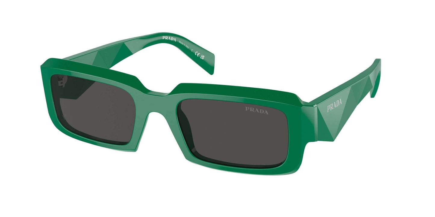 PRADA 0PR 27ZS green sunglasses with oversized frame and dark lenses, stylish eyewear for fashion enthusiasts.