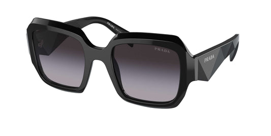 PRADA 0PR 28ZS sunglasses featuring a bold black frame and gradient lenses, perfect for stylish summer looks.