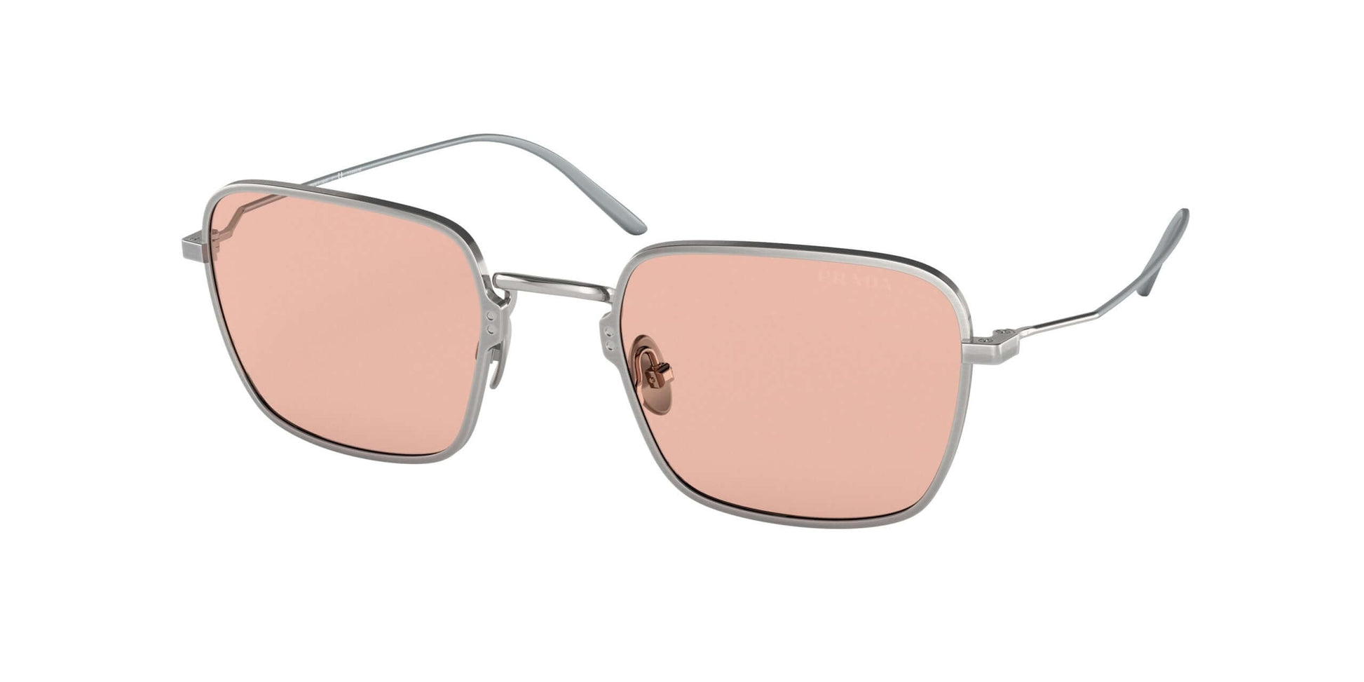 PRADA 0PR 54WS stylish sunglasses with pink lenses and a sleek silver frame, perfect for trendy summer looks.