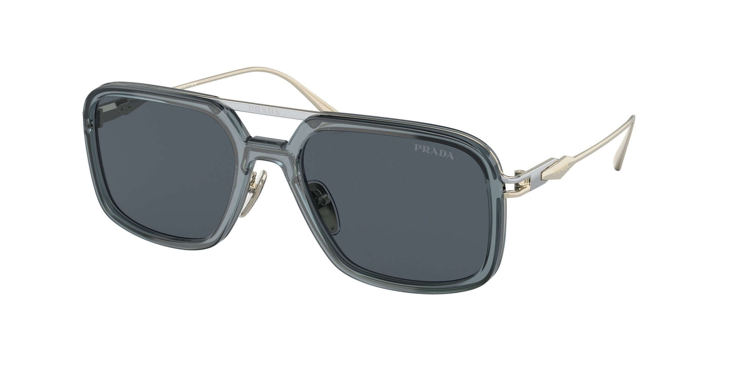 PRADA 0PR 57ZS stylish sunglasses with gray frames and dark lenses, ideal for modern fashion and sun protection.