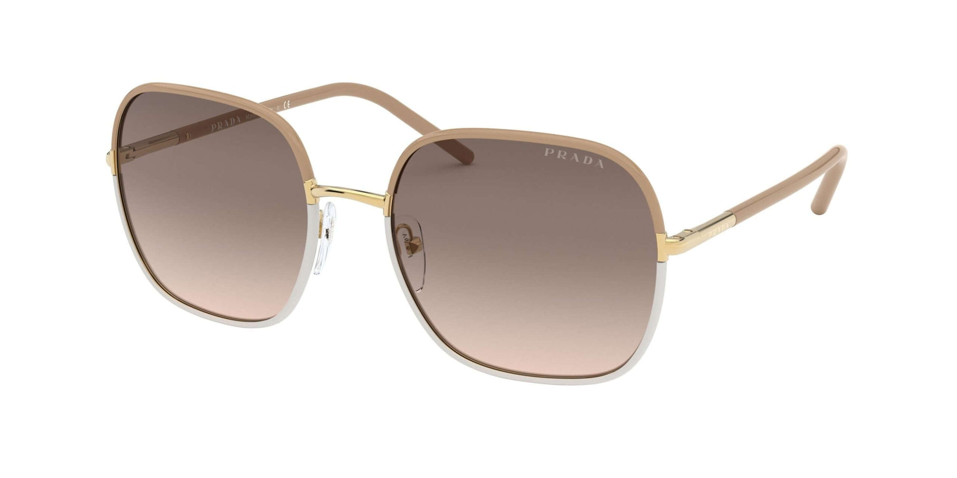 PRADA 0PR 67XS sunglasses featuring oversized square frames and a gradient brown lens for a stylish summer look.