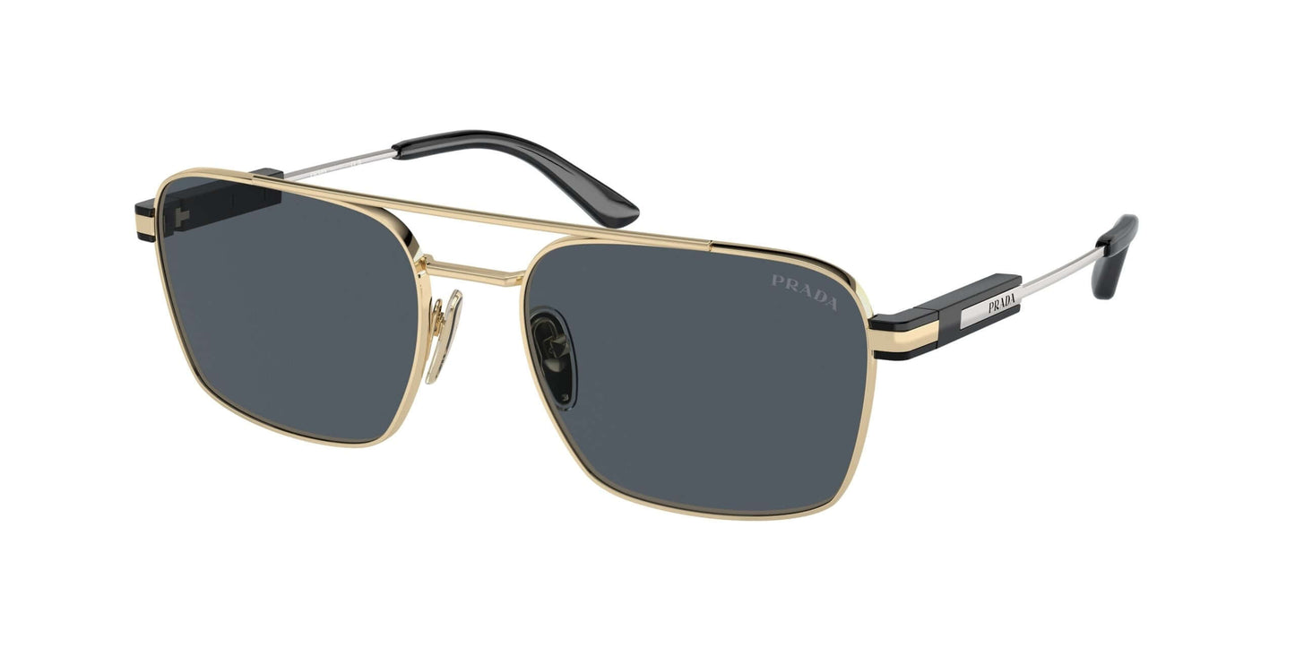 PRADA 0PR 67ZS luxury sunglasses featuring a stylish gold frame and dark lenses for a chic look.