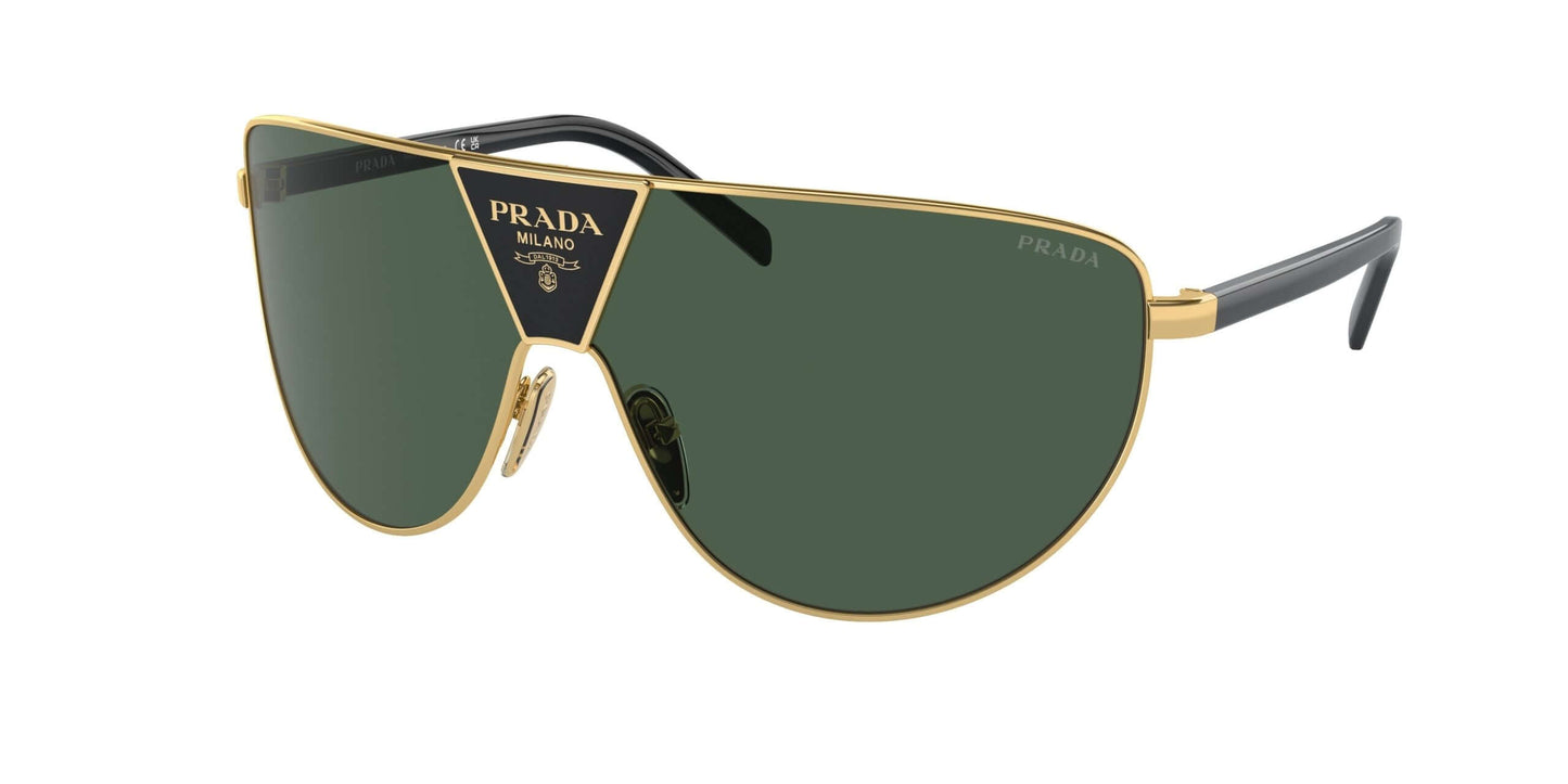 PRADA 0PR 69ZS luxury sunglasses featuring green lenses and a gold frame for a stylish, modern look.