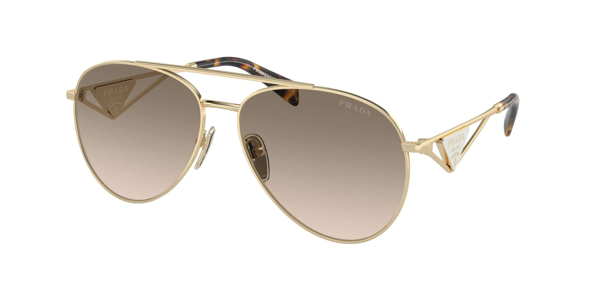 PRADA 0PR 73ZS sunglasses featuring gold-tone metal frames and gradient lenses, a stylish accessory for any outfit.