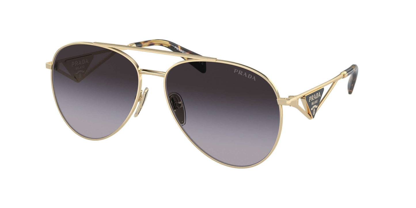 PRADA 0PR 73ZS gold aviator sunglasses with gradient lenses, stylish and elegant design for modern fashion.