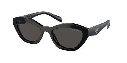 PRADA 0PR A02S sunglasses featuring a stylish cat-eye design in sleek black with dark lenses, perfect for fashion-forward looks.