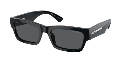 PRADA 0PR A03S sunglasses featuring a sleek black frame and dark lenses, perfect for stylish sun protection.